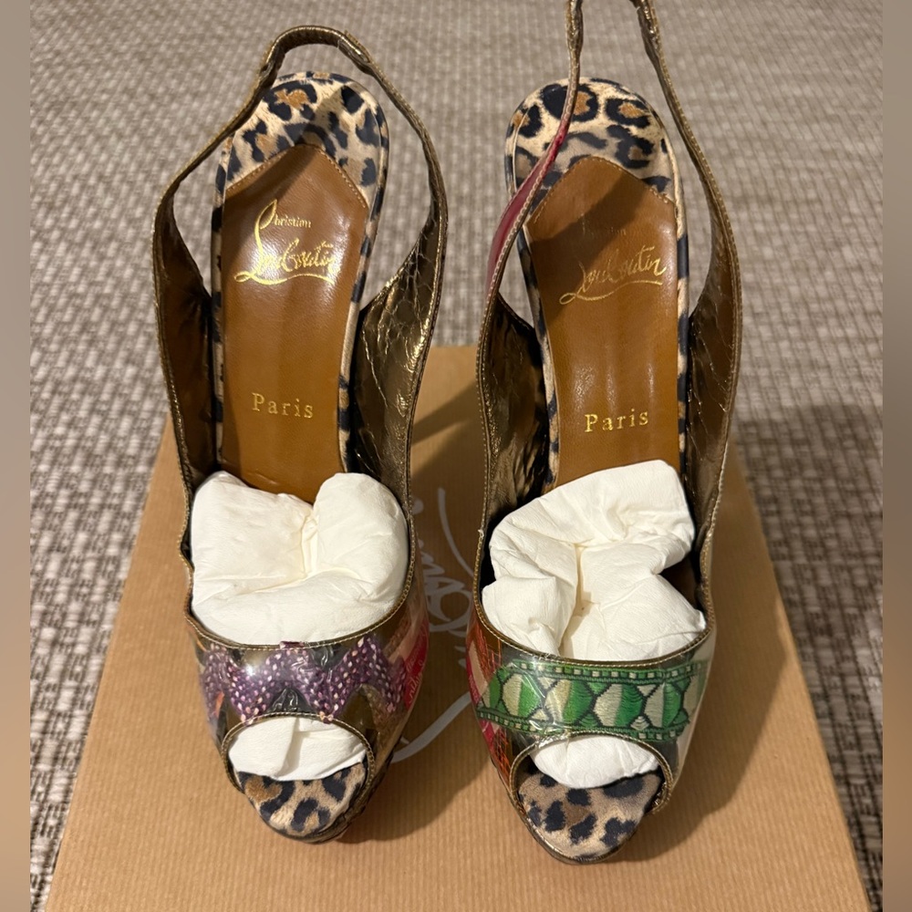 Christian Louboutin Winter Trash PVC Slingback Peep-Toe Pumps